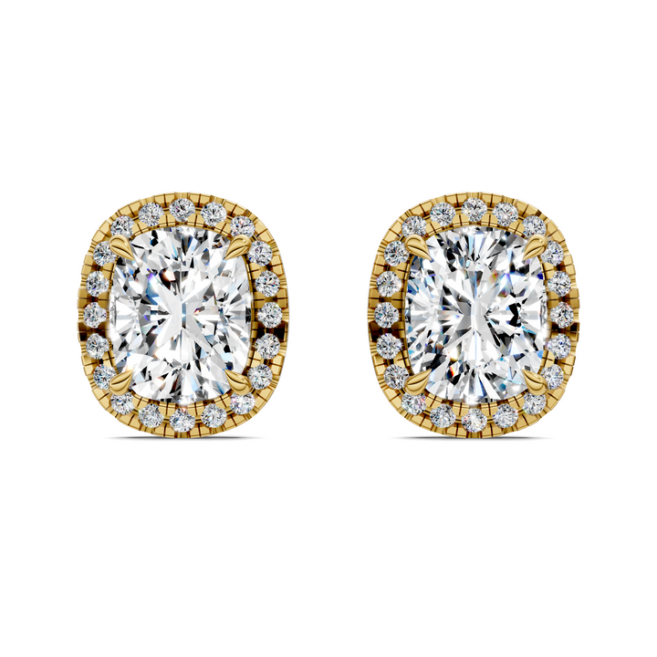 Cushion Cut Halo Martini Stud Earrings