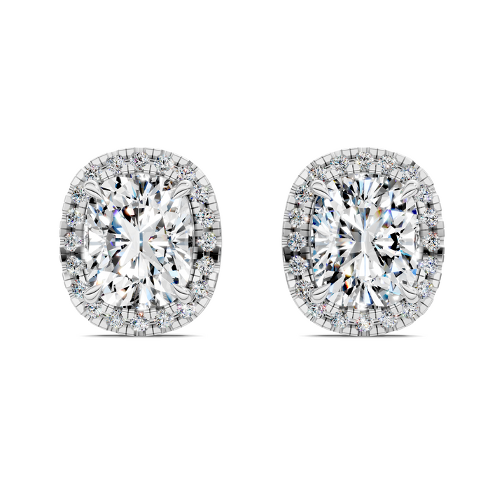 Cushion Cut Halo Martini Stud Earrings