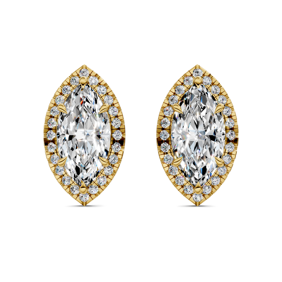 Marquise Cut Halo Martini Stud Earrings