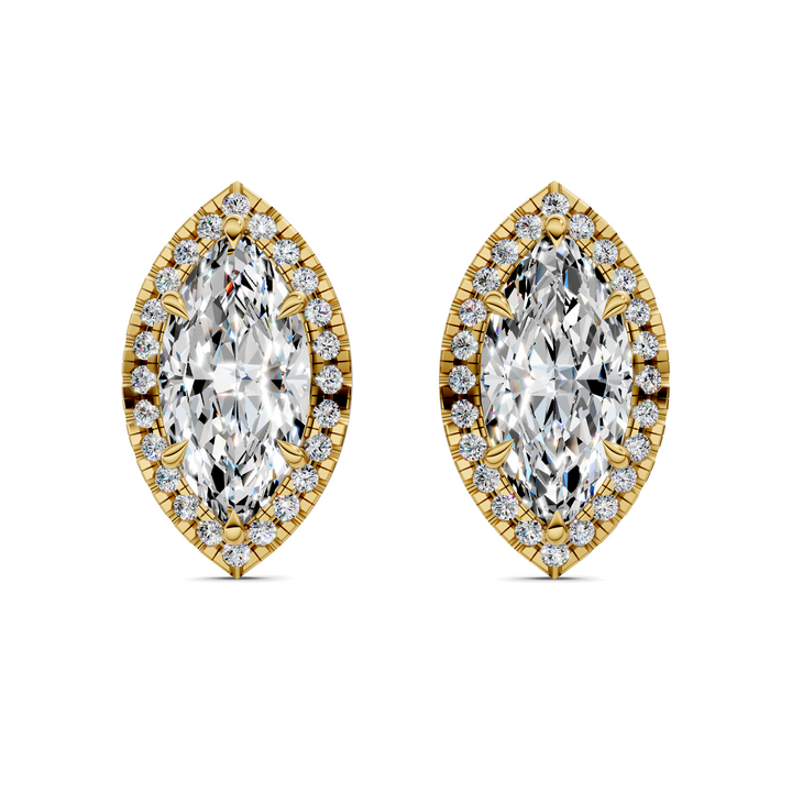 Marquise Cut Halo Martini Stud Earrings