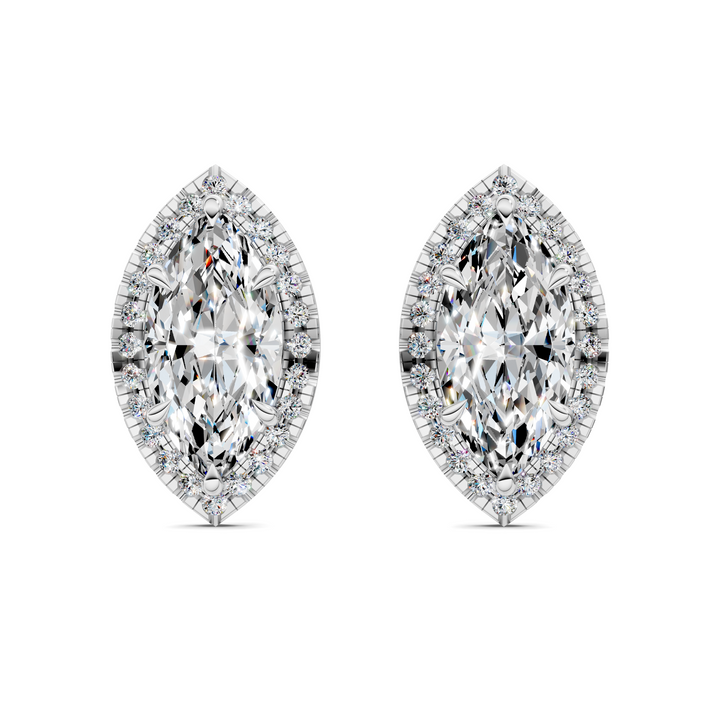Marquise Cut Halo Martini Stud Earrings