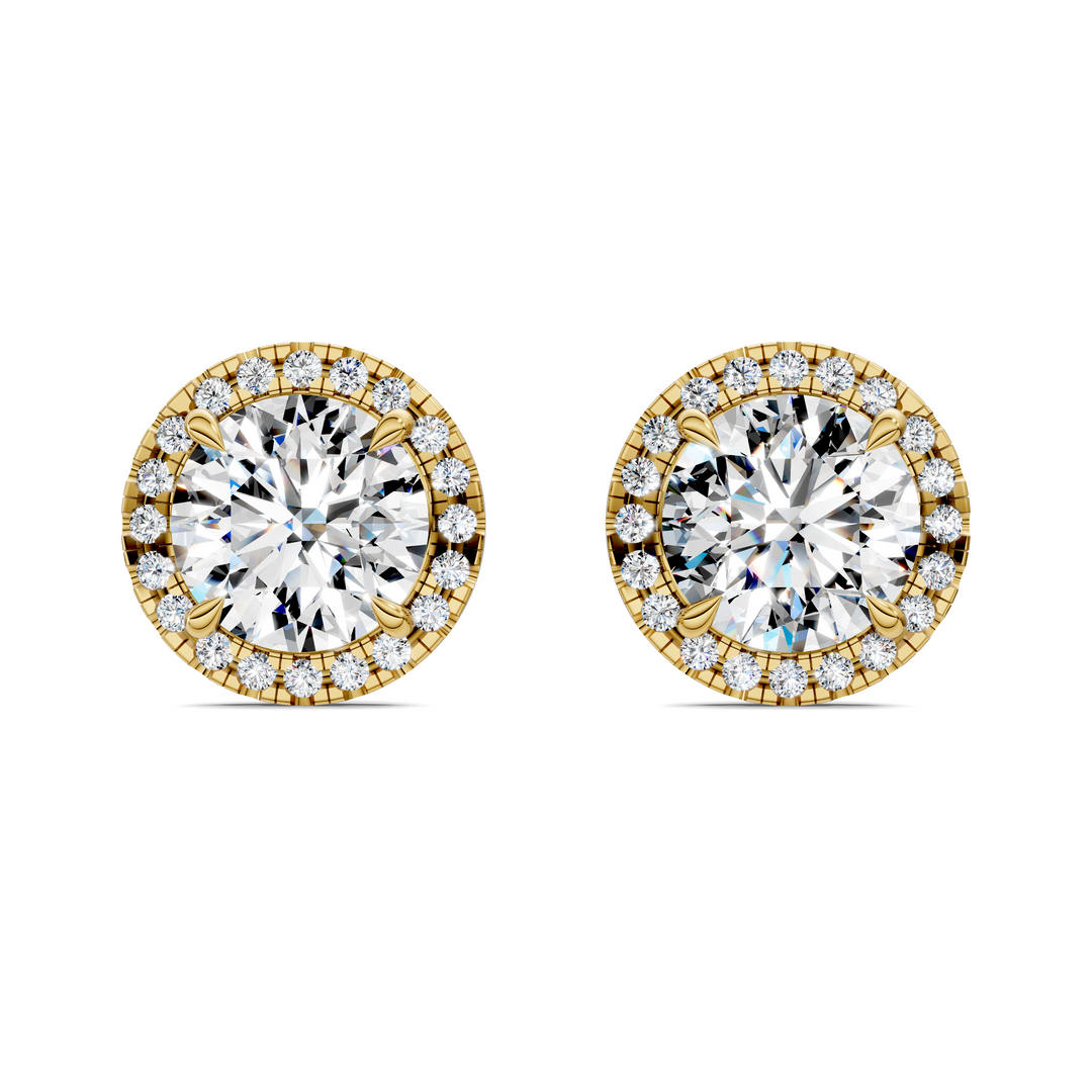 Round Cut Halo Martini Stud Earrings