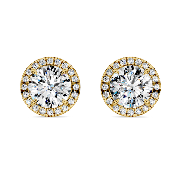Round Cut Halo Martini Stud Earrings