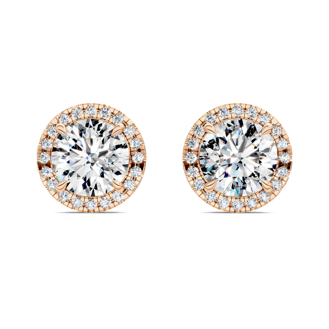 Round Cut Halo Martini Stud Earrings