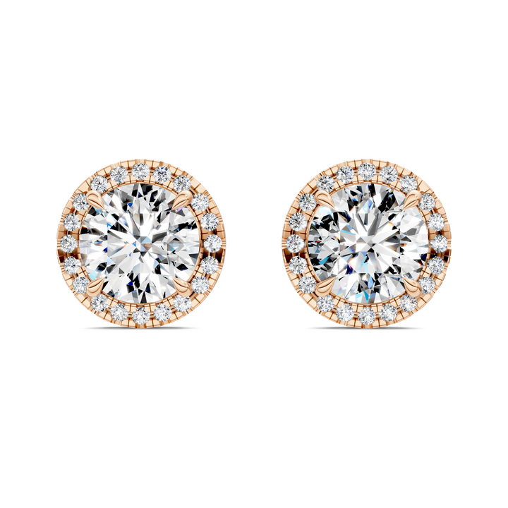 Round Cut Halo Martini Stud Earrings