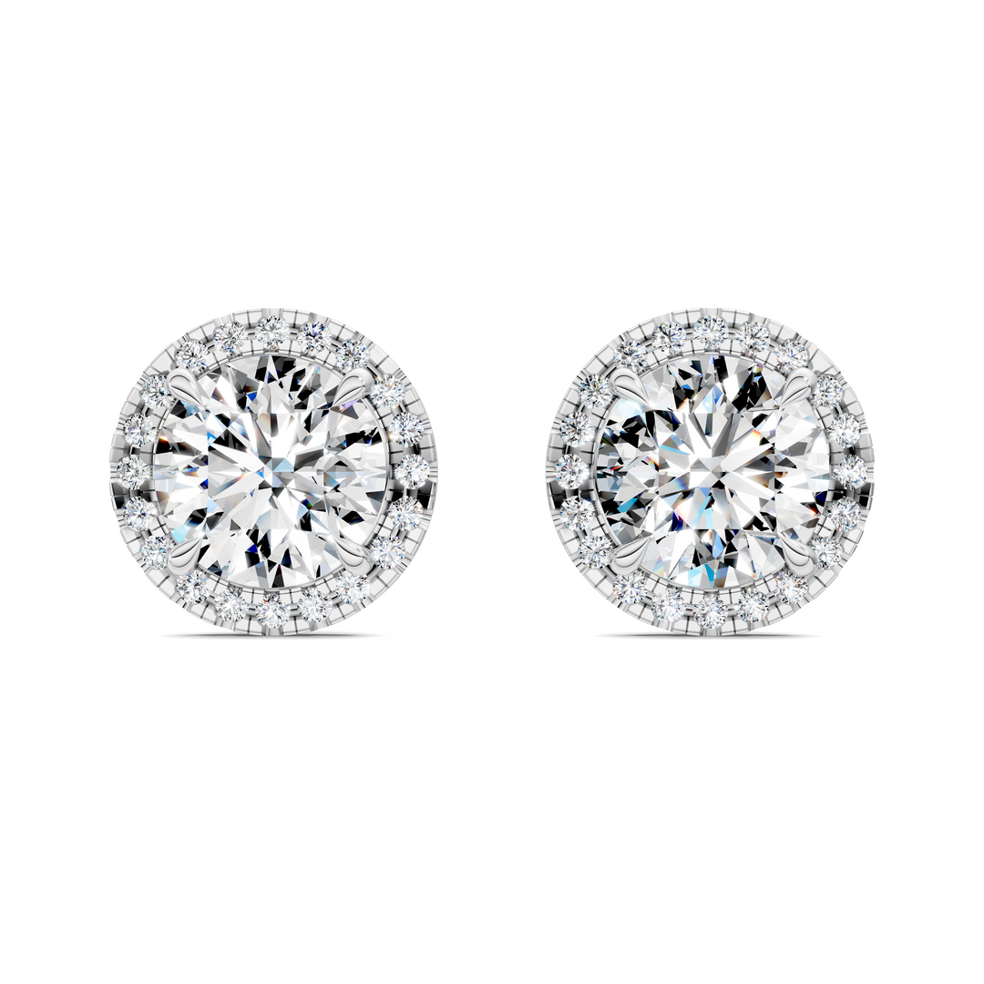 Round Cut Halo Martini Stud Earrings