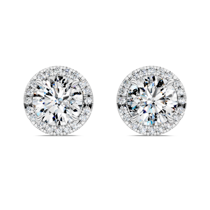Round Cut Halo Martini Stud Earrings