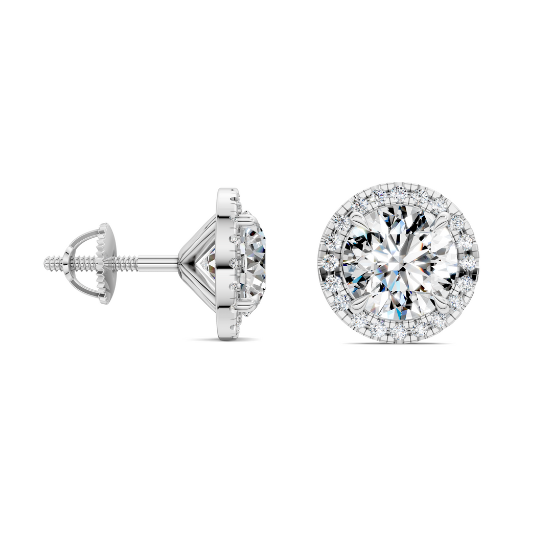 Round Cut Halo Martini Stud Earrings