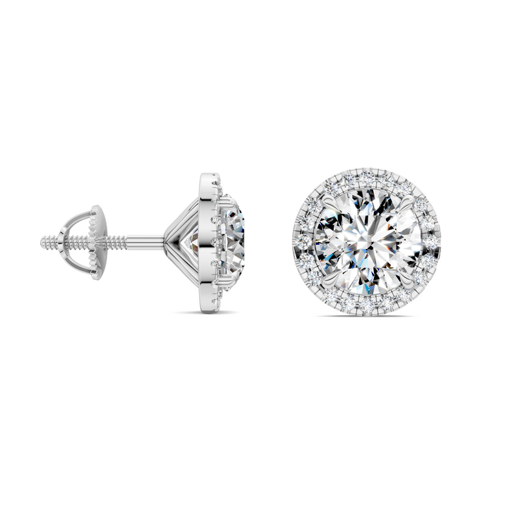 Round Cut Halo Martini Stud Earrings