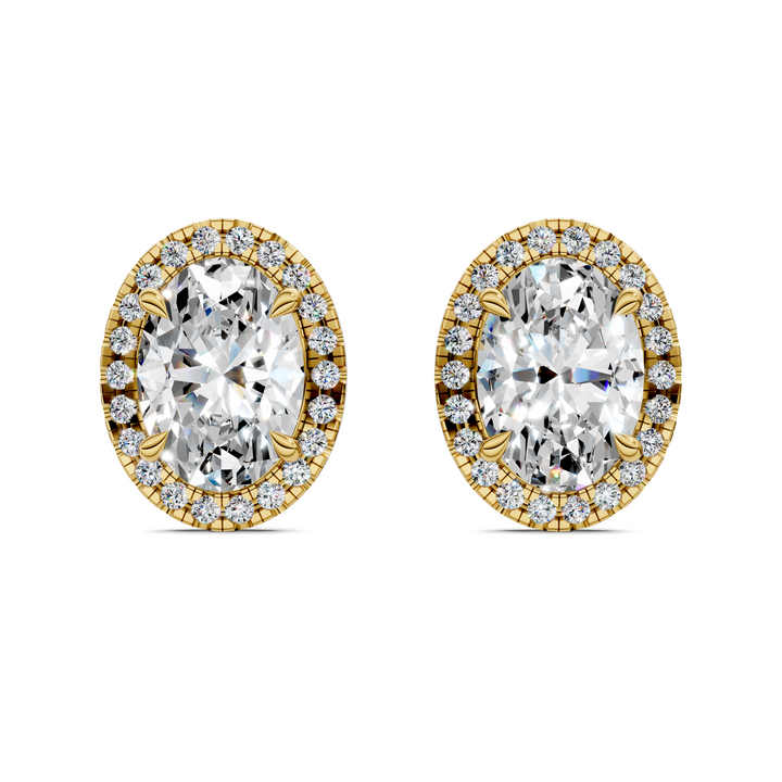 Oval Cut Halo Martini Stud Earrings