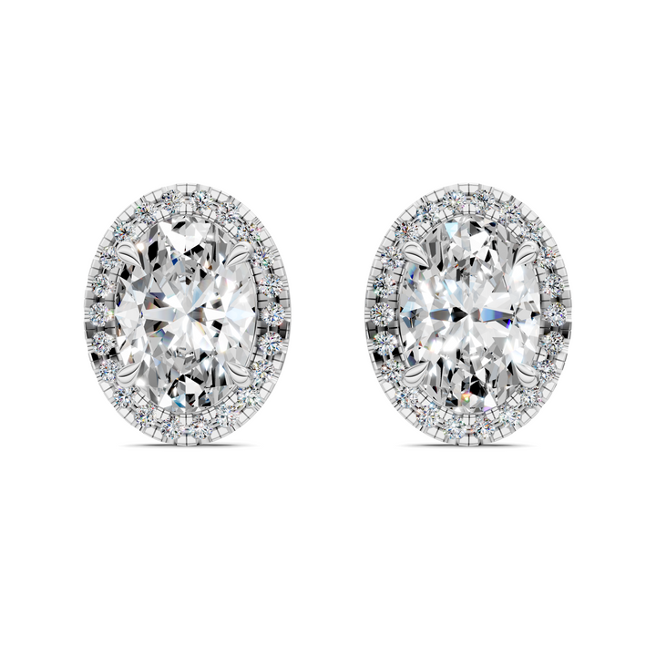 Oval Cut Halo Martini Stud Earrings