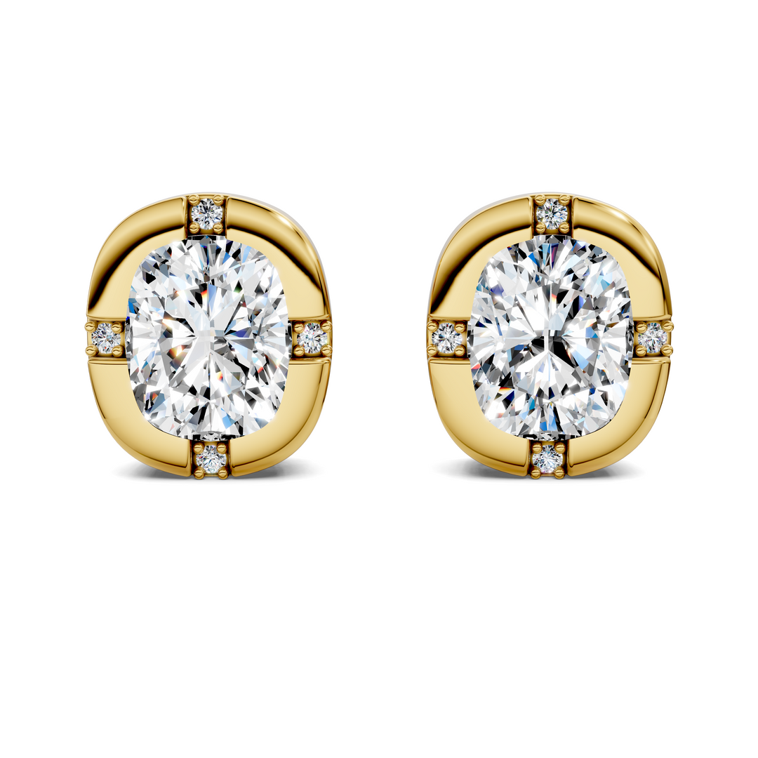Cushion Cut Bezel Accent Stud Earrings