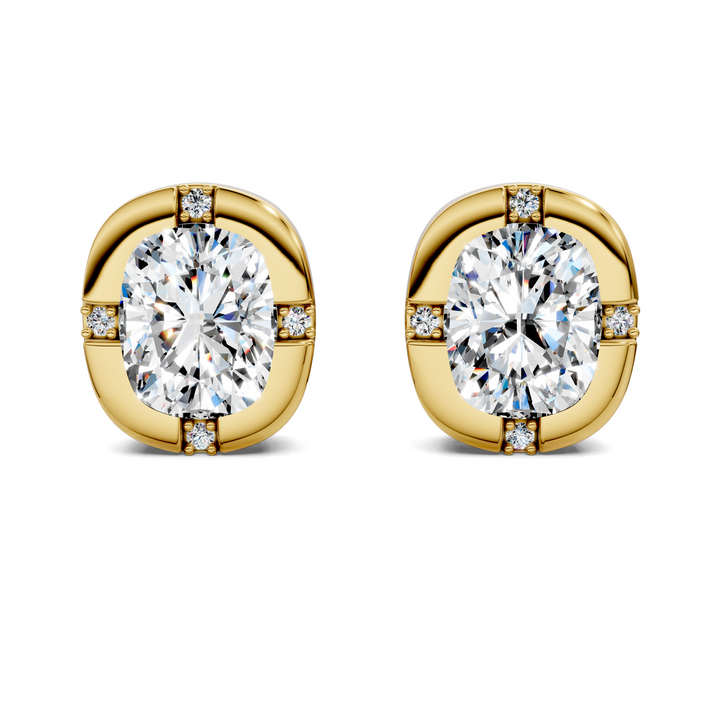 Cushion Cut Bezel Accent Stud Earrings