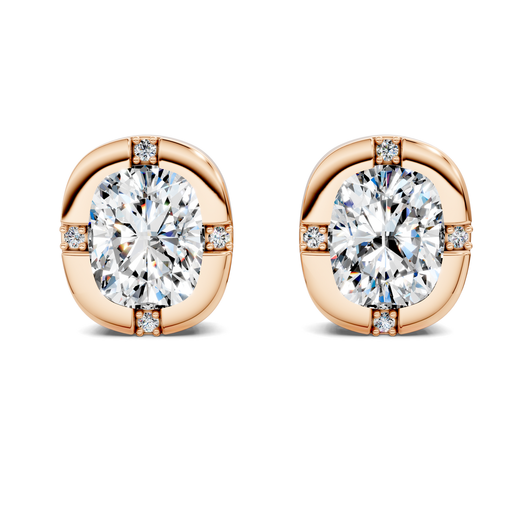 Cushion Cut Bezel Accent Stud Earrings