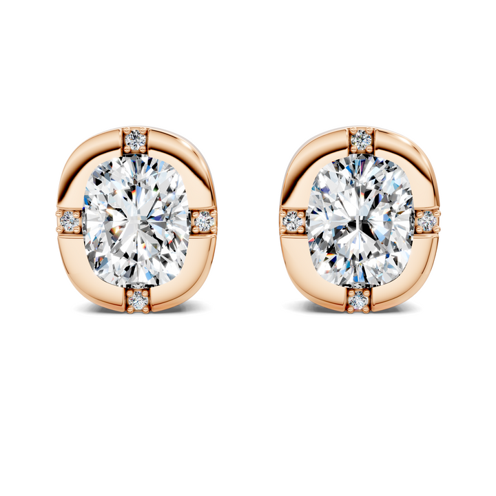 Cushion Cut Bezel Accent Stud Earrings