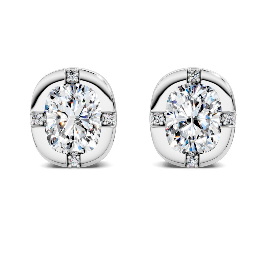 Cushion Cut Bezel Accent Stud Earrings
