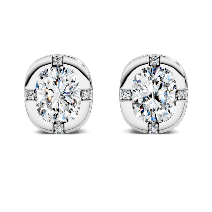 Cushion Cut Bezel Accent Stud Earrings