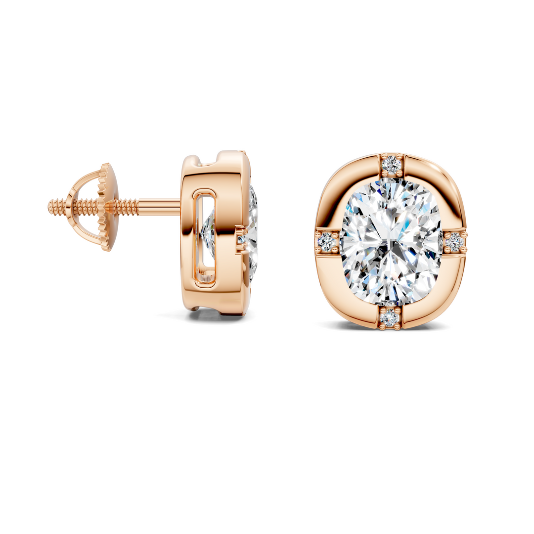 Cushion Cut Bezel Accent Stud Earrings