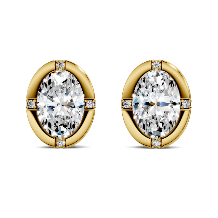 Oval Cut Bezel Accent Stud Earrings
