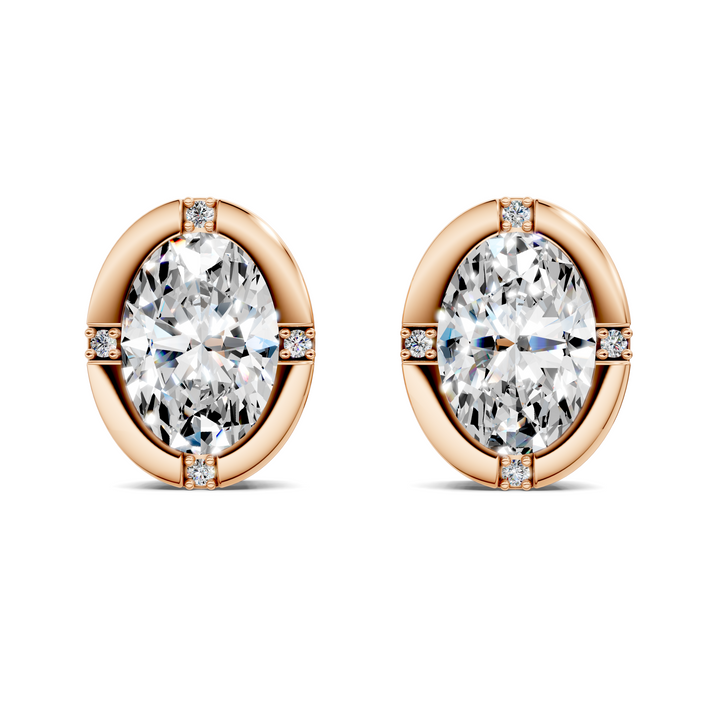 Oval Cut Bezel Accent Stud Earrings
