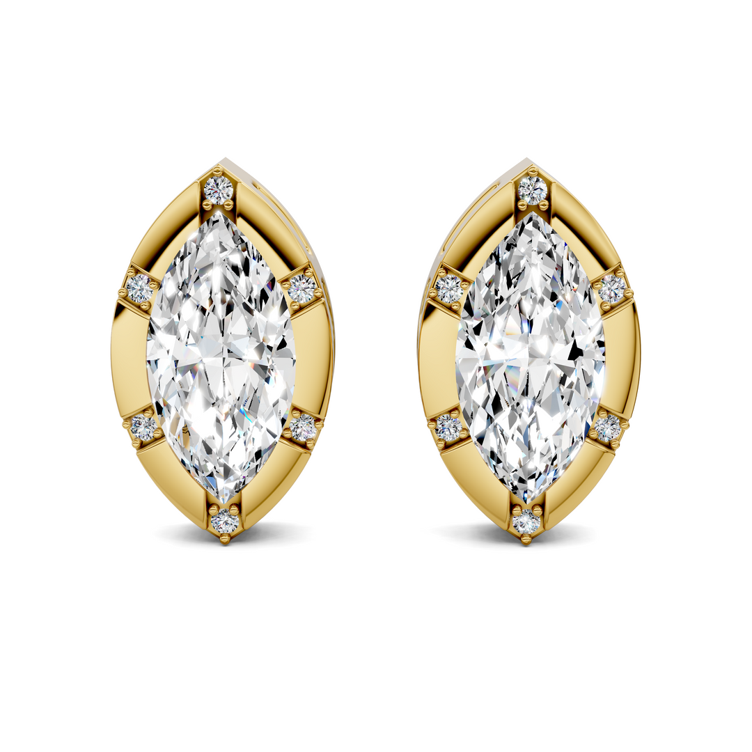 Marquise Cut Bezel Accent Stud Earrings