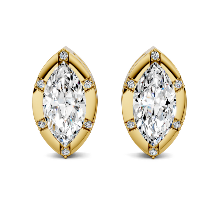 Marquise Cut Bezel Accent Stud Earrings