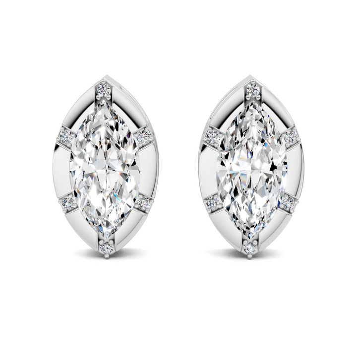 Marquise Cut Bezel Accent Stud Earrings