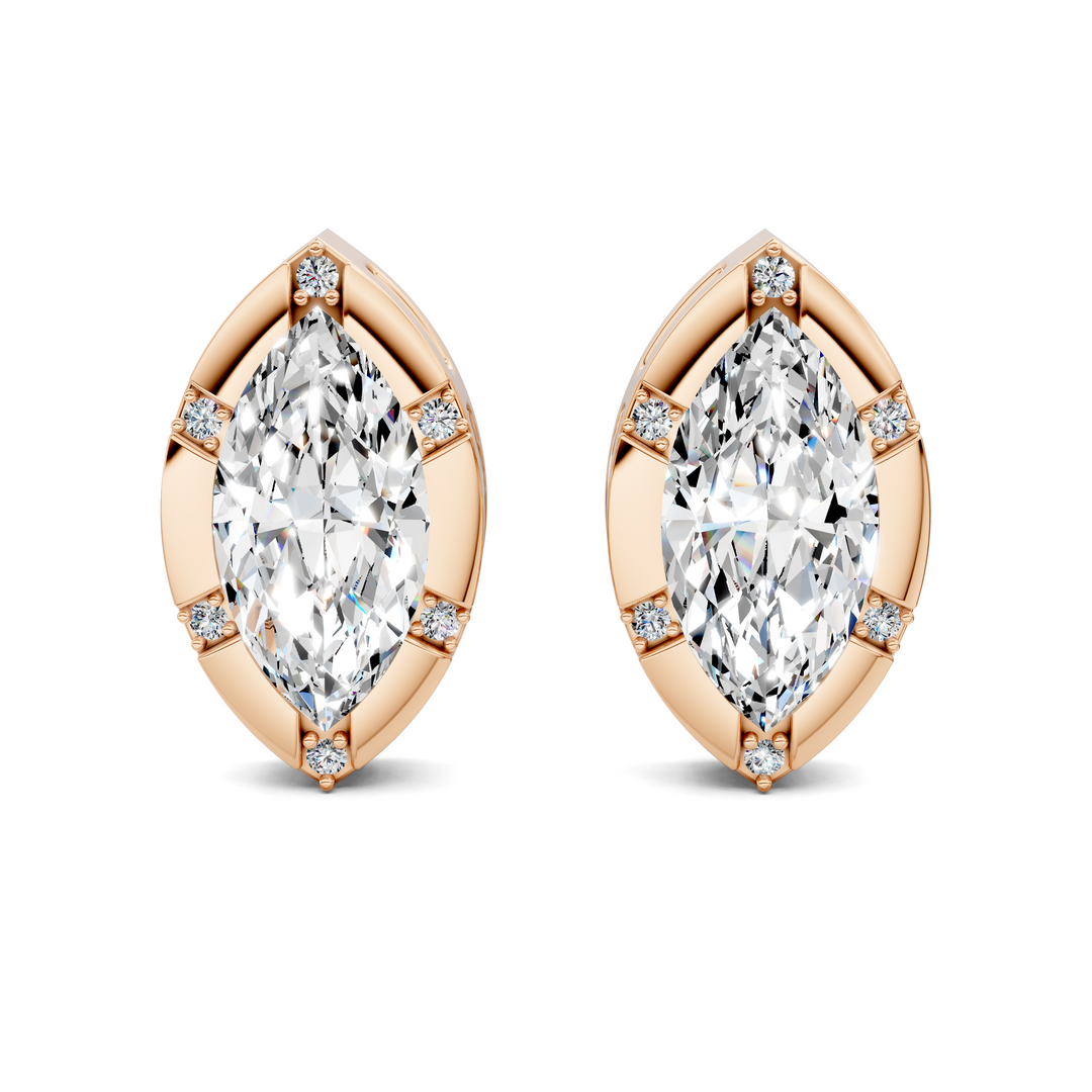 Marquise Cut Bezel Accent Stud Earrings