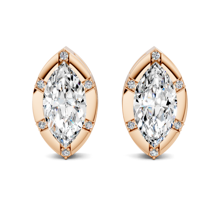 Marquise Cut Bezel Accent Stud Earrings