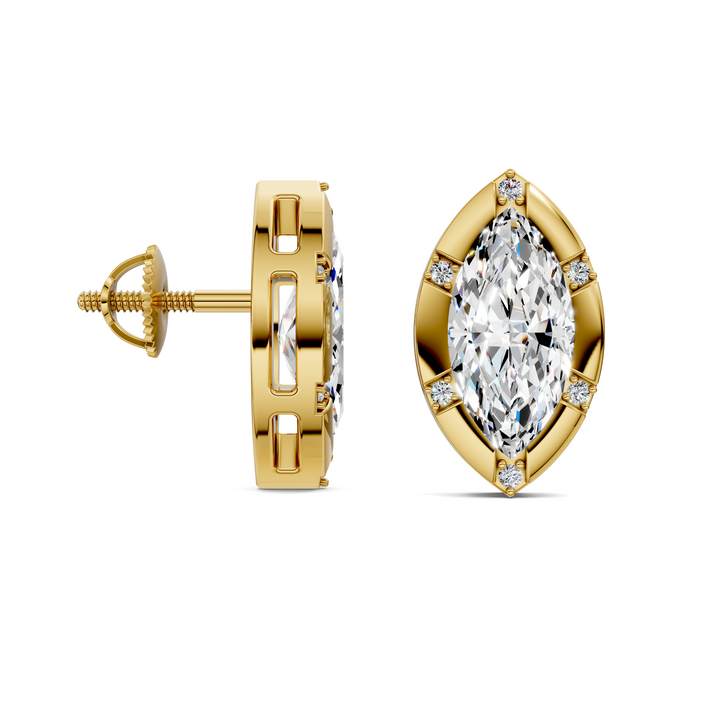 Marquise Cut Bezel Accent Stud Earrings