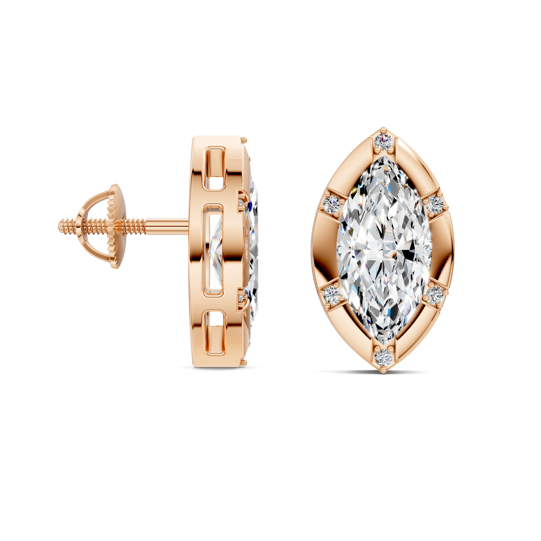 Marquise Cut Bezel Accent Stud Earrings