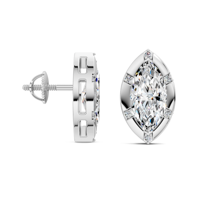 Marquise Cut Bezel Accent Stud Earrings