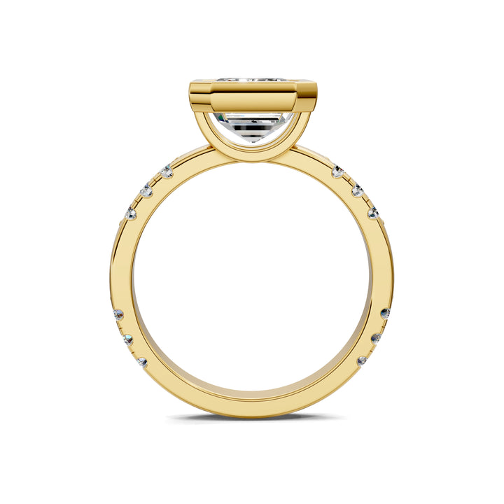 Amanda Cut Bezel Ring with Pavé Accents Engagement Ring