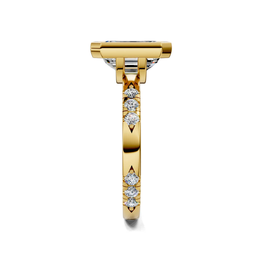 Amanda Cut Bezel Ring with Pavé Accents Engagement Ring
