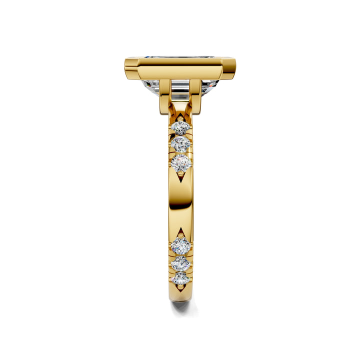 Amanda Cut Bezel Ring with Pavé Accents Engagement Ring