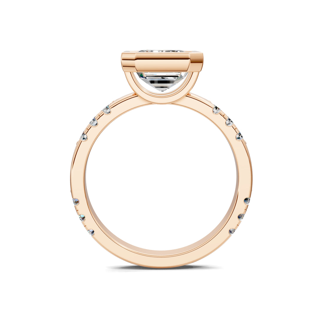 Amanda Cut Bezel Ring with Pavé Accents Engagement Ring