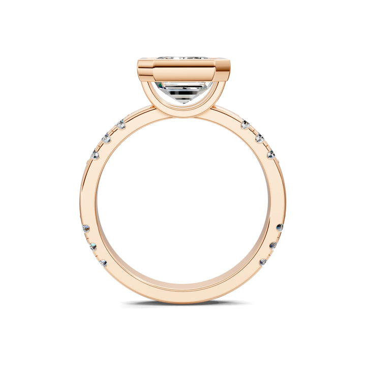 Amanda Cut Bezel Ring with Pavé Accents Engagement Ring