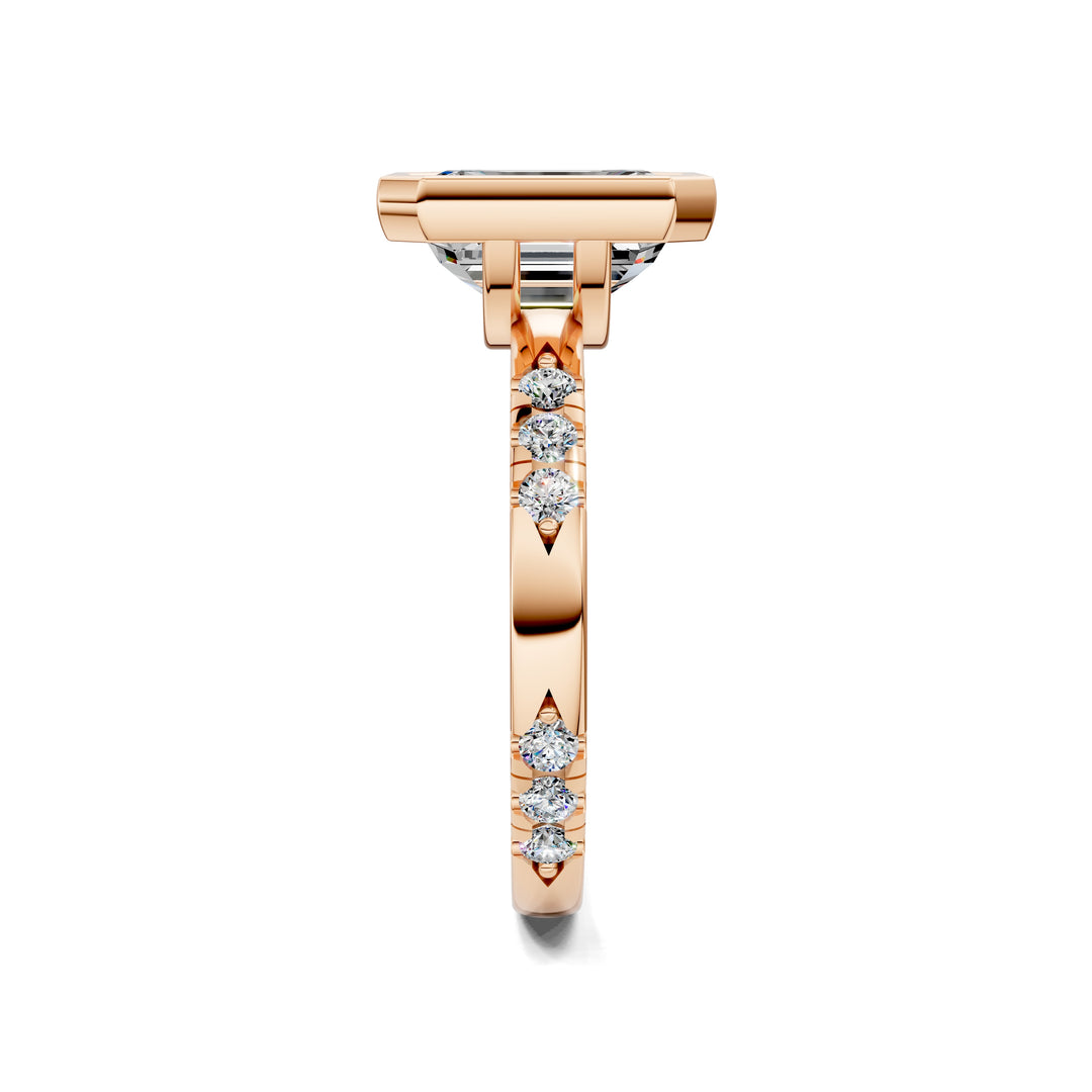 Amanda Cut Bezel Ring with Pavé Accents Engagement Ring
