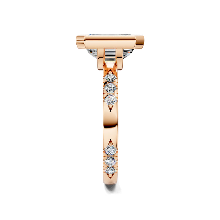 Amanda Cut Bezel Ring with Pavé Accents Engagement Ring