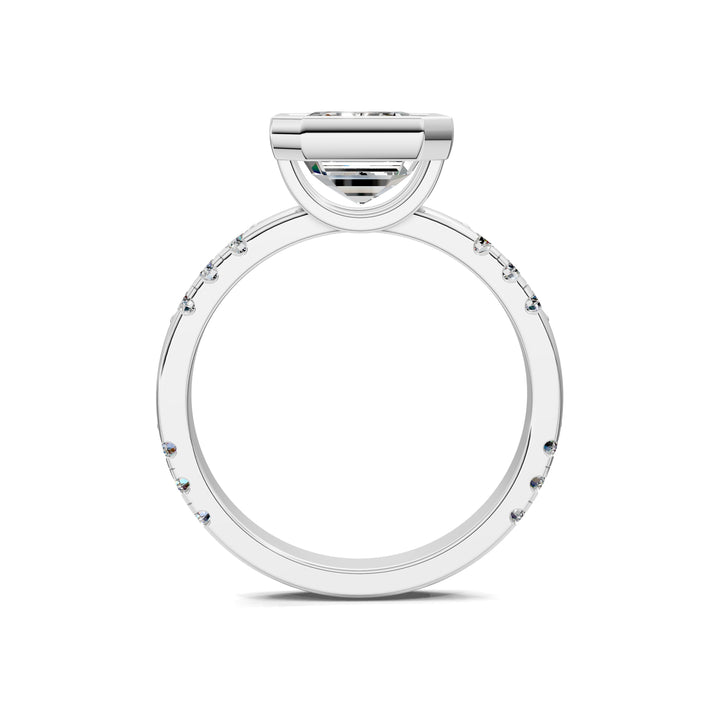 Amanda Cut Bezel Ring with Pavé Accents Engagement Ring