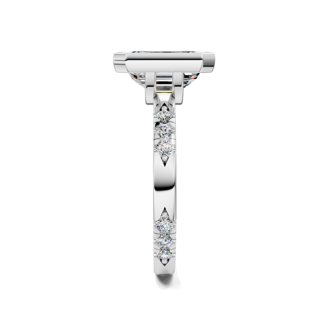Amanda Cut Bezel Ring with Pavé Accents Engagement Ring