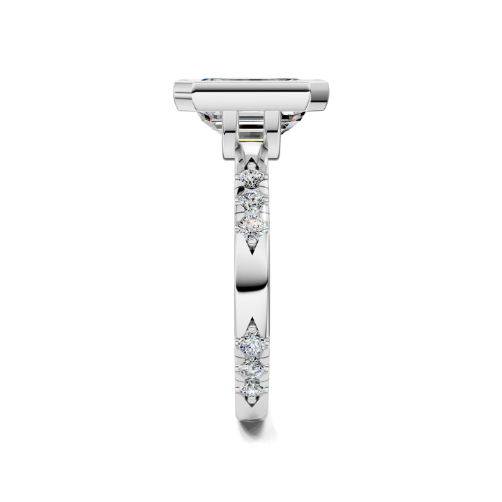 Amanda Cut Bezel Ring with Pavé Accents Engagement Ring