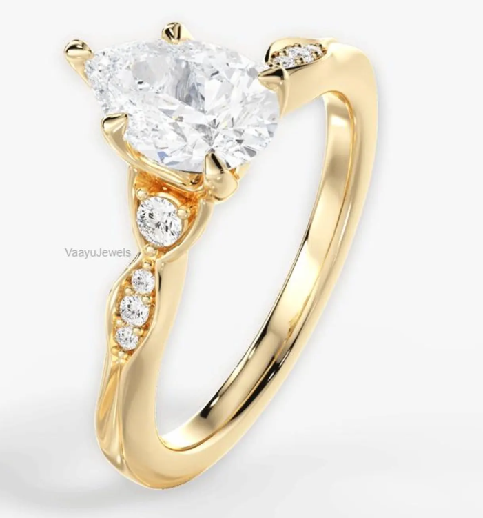 CUSTOM Pear Lab Diamond Setting