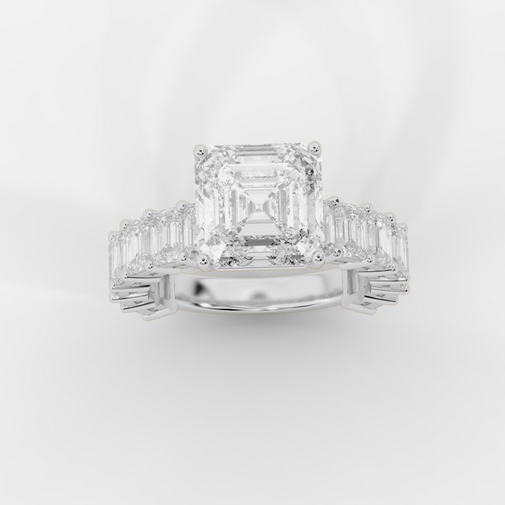 Asscher Cut with Emerald Eternity Ring