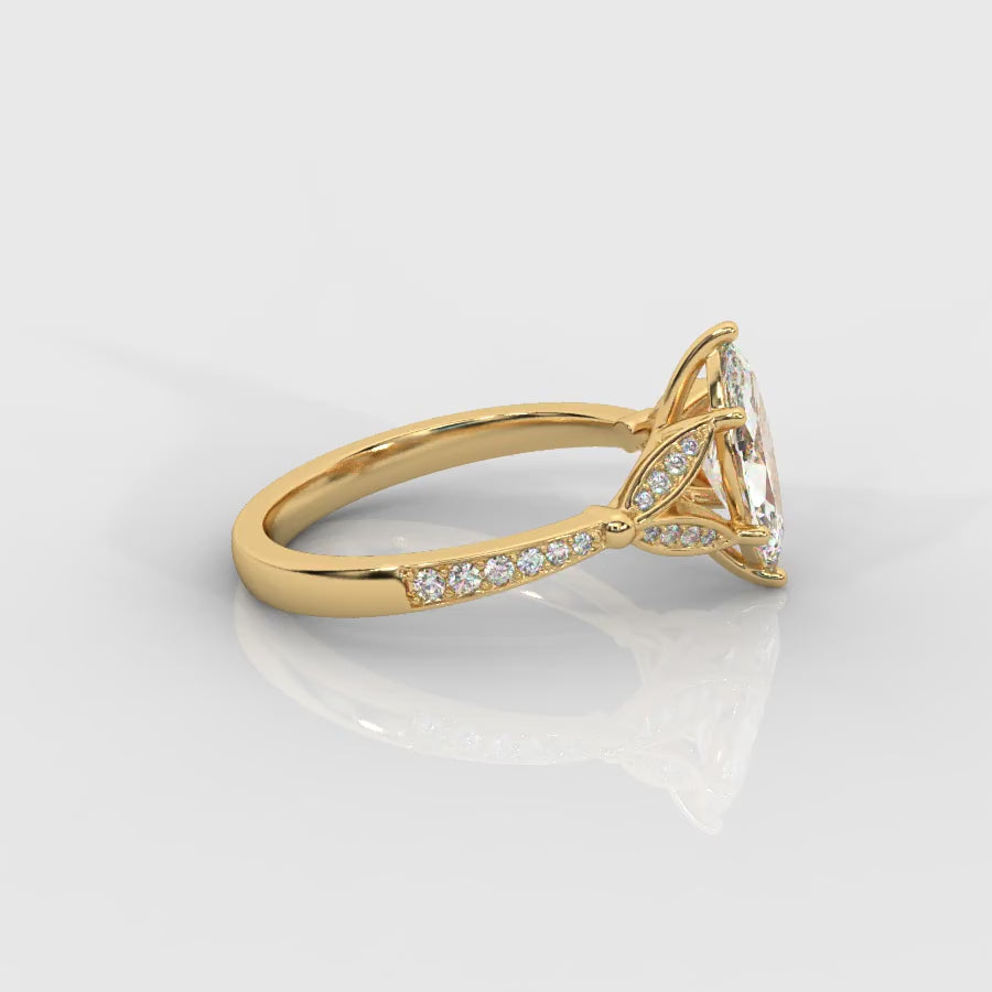 Nature Inspired Marquise and Pave Ring